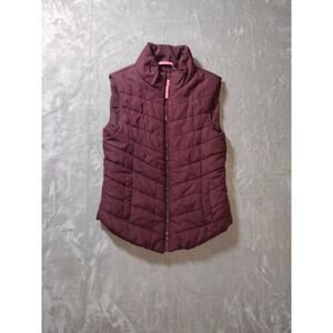 Aeropostale Puffer Vest Size Small Red Burgundy Wine Full Zip Pockets